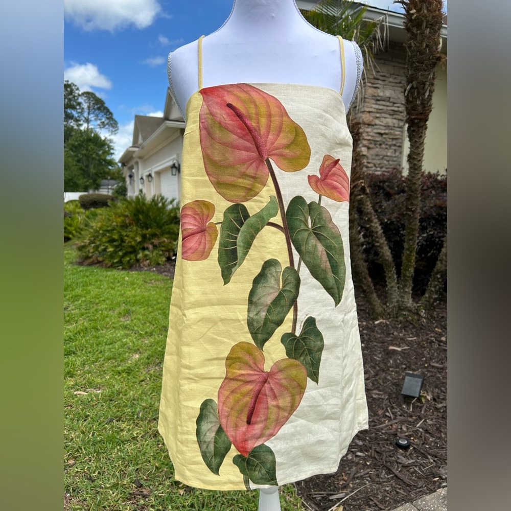NWT🌷FARM Rio Modern Floral Square Neck Sleeveless Shift Mini Dress